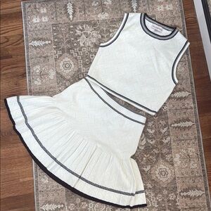 White Sleeveless Top and Skirt Set